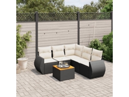 Vidaxl 6 Pcs Conjunto Sofás De Jardim C/ Almofadões Vime Pe Preto