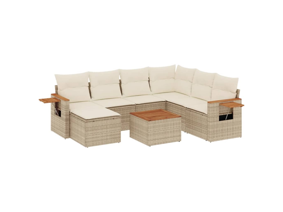 Conjunto de 8 Sofás para Jardim com Almofadões Vime Pe Bege MAISON EXCLUSIVE (8 pcs)