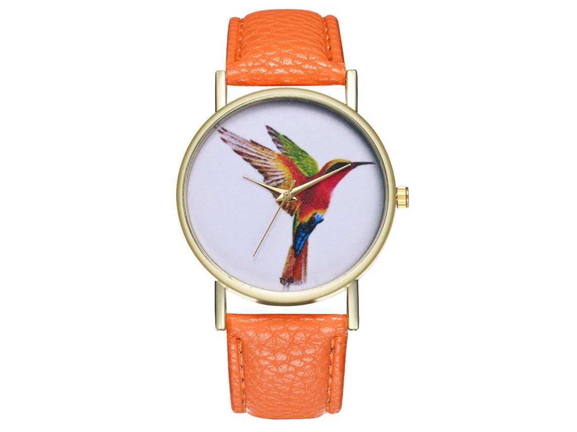 Reloj Deportivo Casual Unisex De Cuarzo Analógico Con Correa De Cuero Naranja