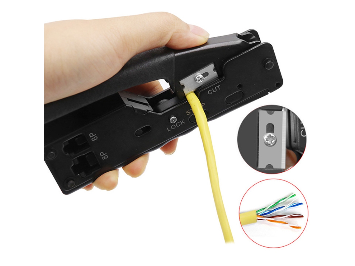Laxiscreed Ferramenta De Crimpagem Multifuncional Para Cabos De Rede Com Suporte Rj 8p8c E 6p6c