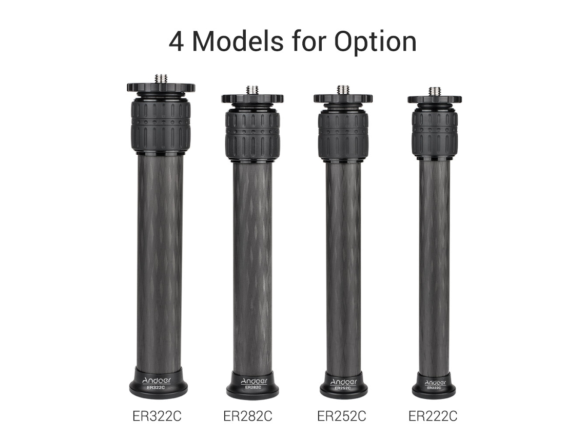 Extensor De Trípode Andoer Er222c De Fibra De Carbono 22mm 2 Secciones Para Gimbals Y Trípodes, Carga Máx. 5kg
