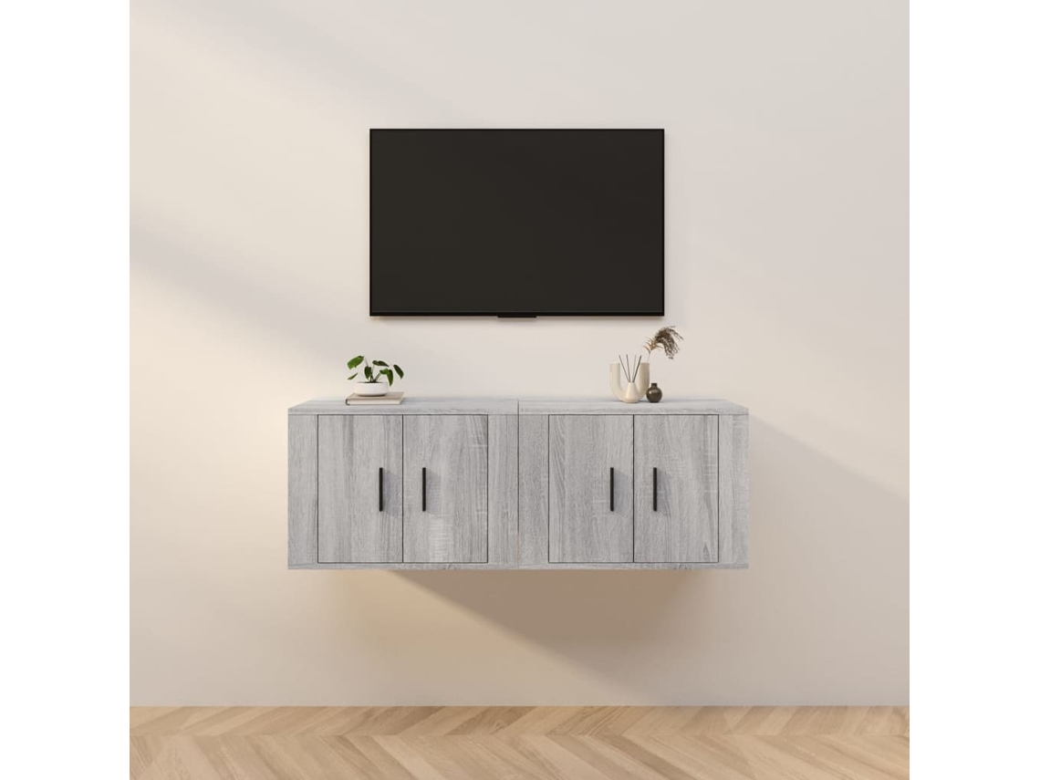 Vidaxl Móveis De Tv De Parede 2 Pcs 57x34,5x40 Cm Cinzento Sonoma