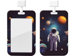 Suporte Crachá com design de astronauta e planeta, com cordão, camada protetora de plástico impermeável Crachás, ideal