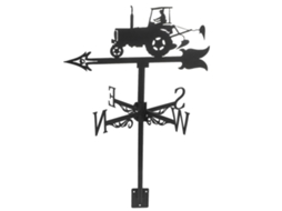 Rebe veleta de Metal para Exterior Tractor Decorativa Hanging Indicador de Dirección de Viento para Jardín Techo Patio 55x35cm Negro