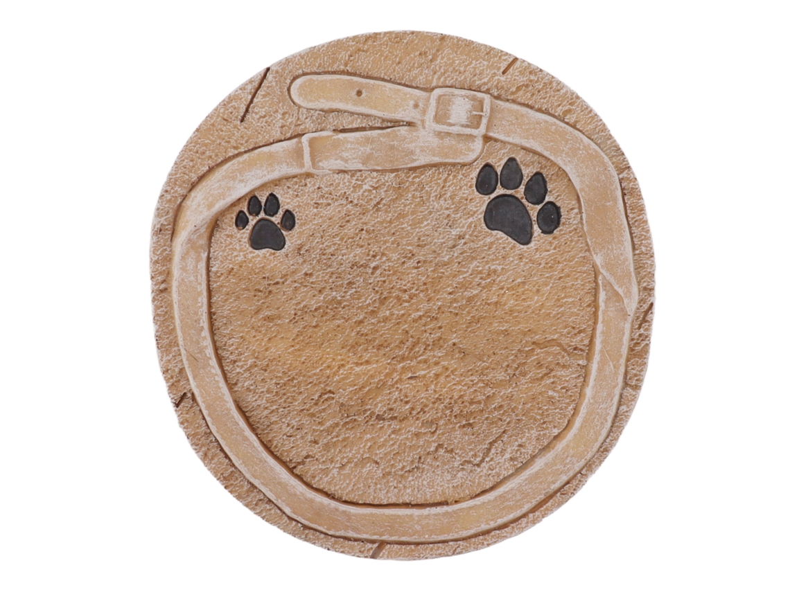 Pedra Funerária para Pets Diy Gravável com Impressão de Pata em Resina Amarelo Areia S/MARCA