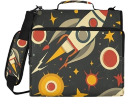 Pasta com 3 argolas, 8 cm com reforço, alça de ombro e altura do ombro, diversas bolsas, organizador de material escolar e de