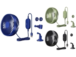 Ventilador Para Carro, Recarregável Via Usb 12v-24v, 3 Velocidades