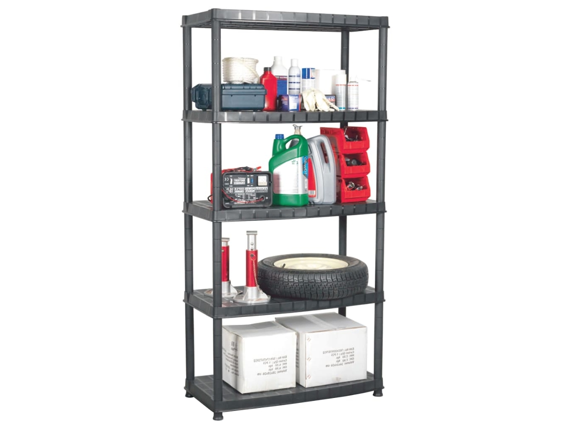 Vidaxl Unidade Com 5 Prateleiras 85x40x185 Cm Plástico Preto