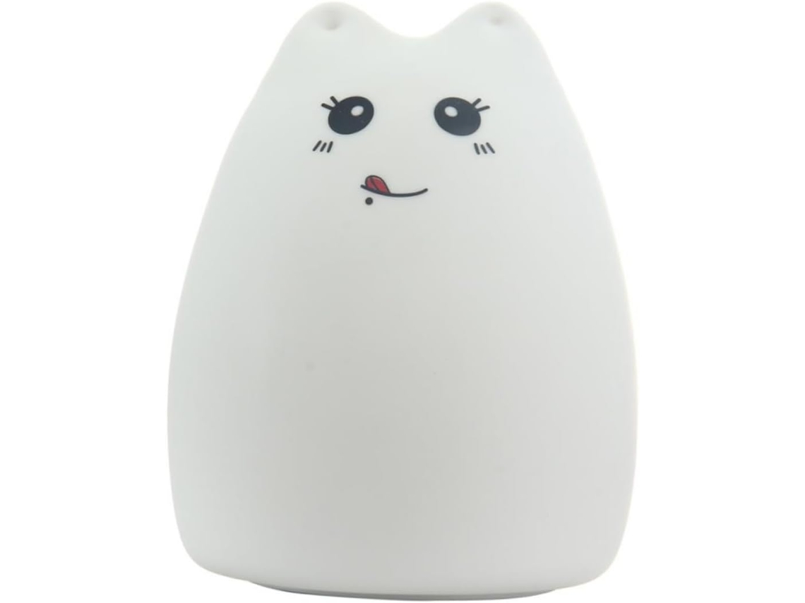 Luminária Led De Gatinho De Silicone Com Cores Piscantes, Recarregável Via Usb.