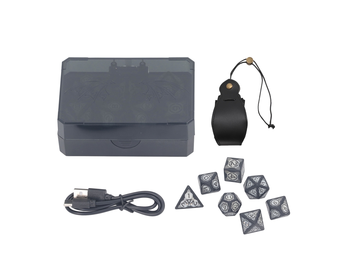 Conjunto 7 Dados Led Recarregáveis Com Saco De Armazenamento