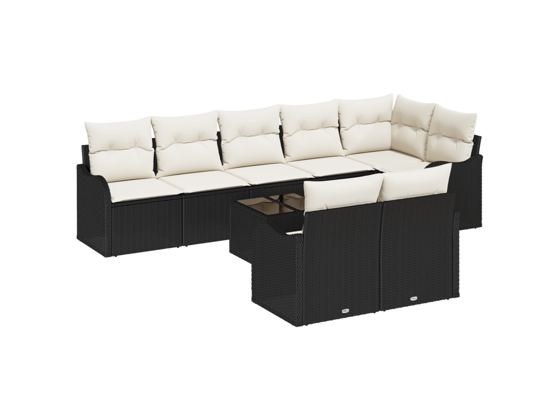 Conjunto 8 Conjunto De Sofá De Jardim Vidaxl Preto Vime Pe (55 X 55 X 37 Cm)