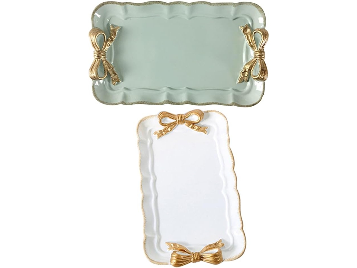 Bandeja De Joias Vintage De Resina Em 2 Peças, Suporte Elegante Para Brincos, Anéis E