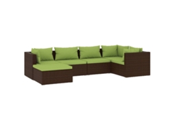 Maison Exclusive - 6 Pcs Conjunto Lounge Jardim C/ Almofadões Vime Pe Castanho
