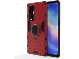 Capa Armadura Anel para Oppo Oppo Find X3 Neo HONGWE. Anti-Choque com Anel de Suporte Vermelho
