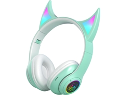 Fones De Ouvido Circum Aurais Com Orelhas Gato, Luzes Coloridas Que Piscam E São Portáteis