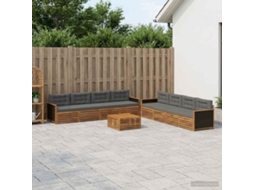 Vidaxl Conjunto De Sofás Para Exterior 9 Unid. Natural E Antracite