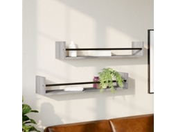 Vidaxl Prateleiras De Parede C/ Barras 2 Pcs 80x16x14 Cm Cinza Sonoma
