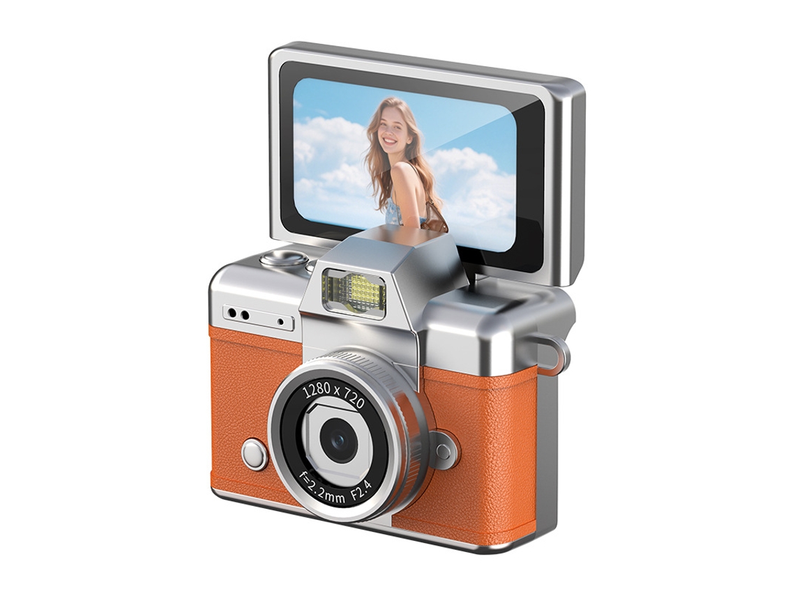 Câmera Infantil Czhhmart Retrô. Tela Basculante.inclui Cartão Tf De 32 Gb (laranja)