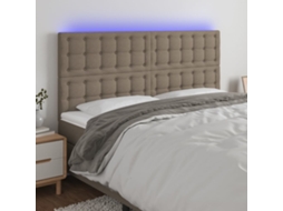 Vidaxl Cabeceira Cama C/ Led Tecido 160x5x118/128 Cm Cinza-acastanhado