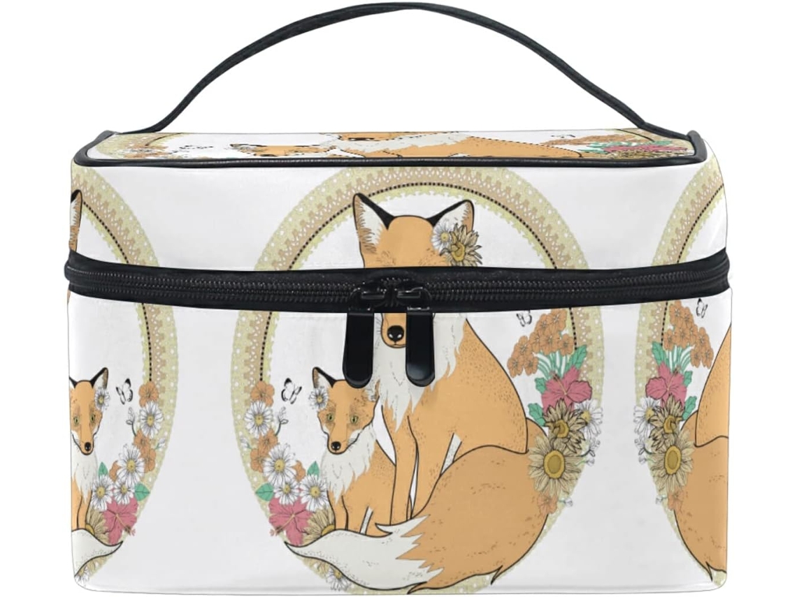 Bolsa organizadora de cosméticos com estampa raposa EOOCOO