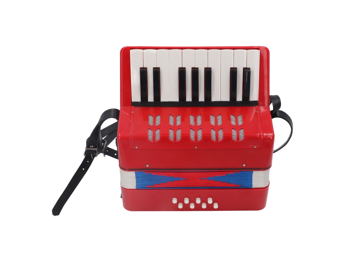 Ats acordeão Piano Nível Iniciante 17 Teclas 8 Baixos Abs com Correia Retrátil Portátil Presente Vermelho