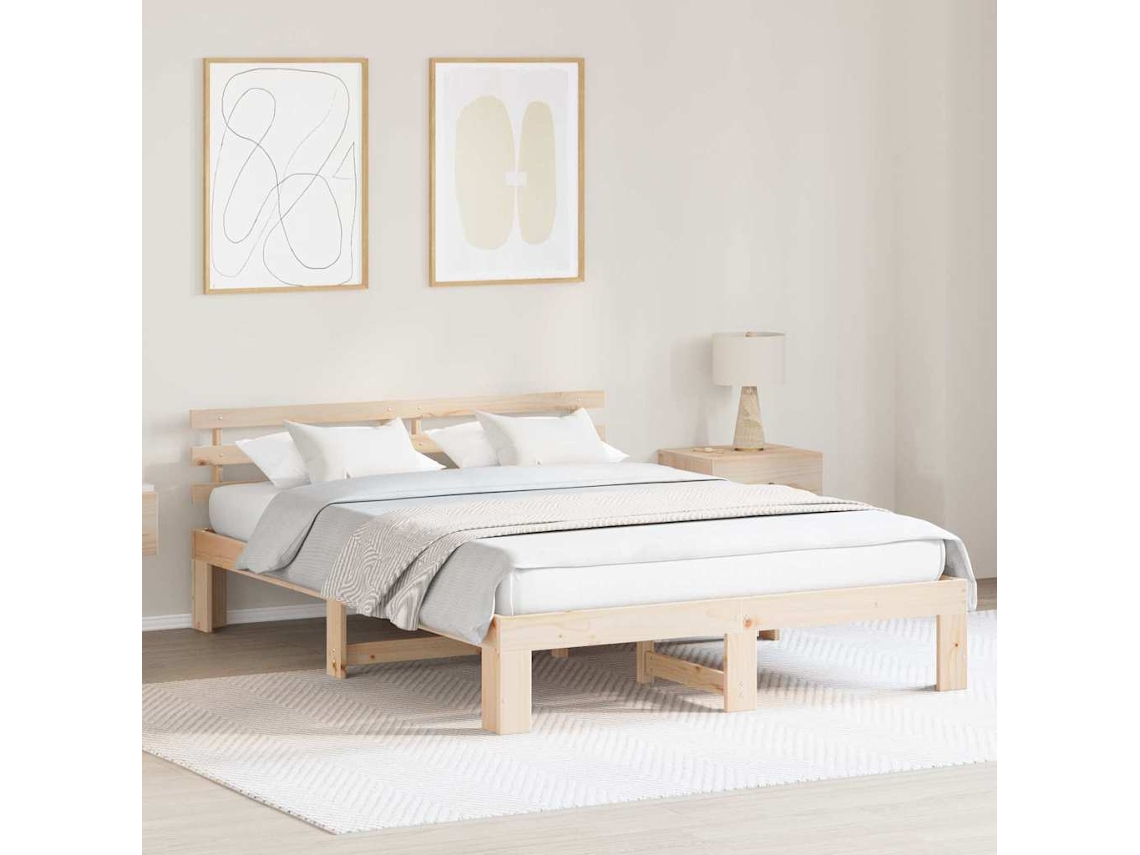 Vidaxl Estrutura da Cama com Cabeceira Natural 150 X 200 Cm