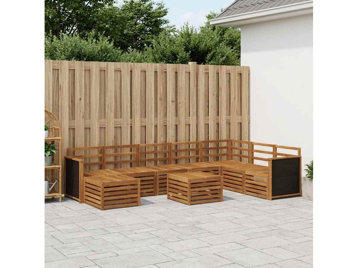 Vidaxl Conjunto De Sofás Para Exterior 7 Pcs Natural