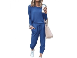 2026 conjunto de Pijama para Mulher de Duas Peças com Bolsos e Corte Amplo Syv S Azul
