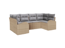 Conjunto 6 Móveis De Jardim Vidaxl Bege Vime Pe (234 X 124 X 85 Cm)