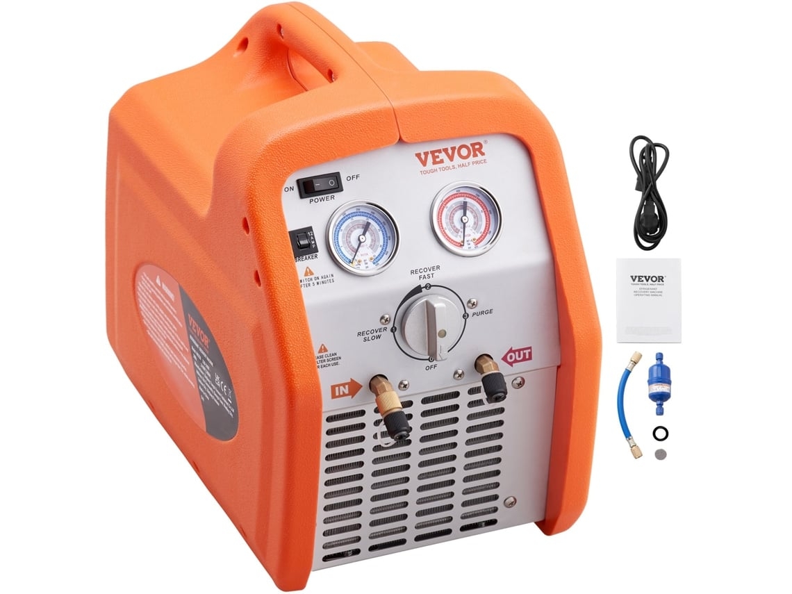 VEVOR Máquina de Reciclagem de Refrigerante Portátil de 3/4 Hp- Alta Tensão Protegida Ac 220-240V 60Hz Hvac Máquina de Reciclagem (Outlet Grade A)