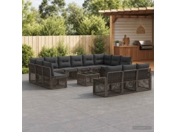 Vidaxl Conjunto De Sofá De Jardim 14 Pcs Cinzento Vime Pe