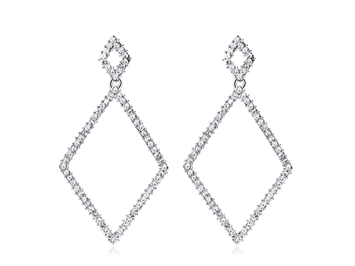 Brinco De Ouro Com Strass Elegante Geométrico