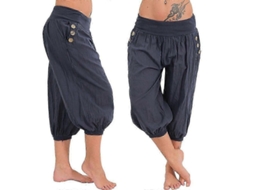 Calcinha Casual De Algodão E Linho, Lavagem À Mão, Tamanhos S A 5xl, Rótulo Incluído Azul Escuro