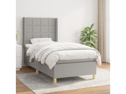 Cama Com Molas/colchão 90x190 Cm Tecido Cinzento-claro