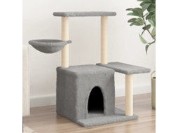 Vidaxl Árvore P/ Gatos C/ Postes Arranhadores Sisal 83 Cm Cinza-claro