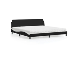 Vidaxl Cama Com Colchão Dover 200x200 Cm Couro Artificial Preto E Branco