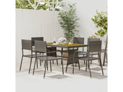 Vidaxl 7 Pcs Conjunto De Jantar Para Exterior Vime Pe Cinzento