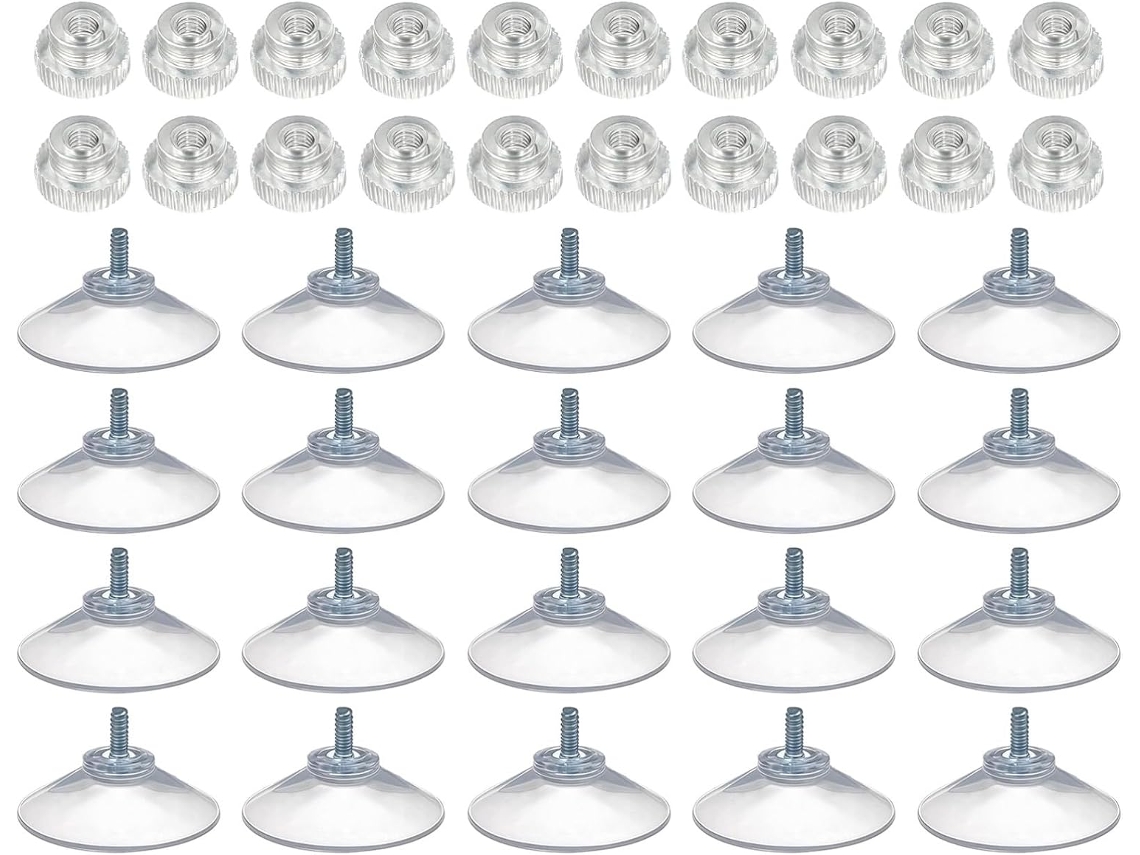 Pondon 20-ganchos De Ventosa Pvc Transparente Alta Resistência, 40mm De Diâmetro, Capacidade De 4kg, Vidro