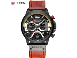 Relógio Masculino com Calendário, Mostrador Grande, À Prova D'água, Pulseira de Couro MDUG (vermelho)