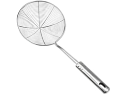 Concha Coadora Em Aço Inoxidável Com Arame, 17 Cm, Cabo Ergonômico E Filtro Anti-teia De Aranha Com Alça