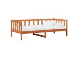 Vidaxl Cama De Dia Com Cabeceira Marron Cera E Branco 90 X 200 Cm