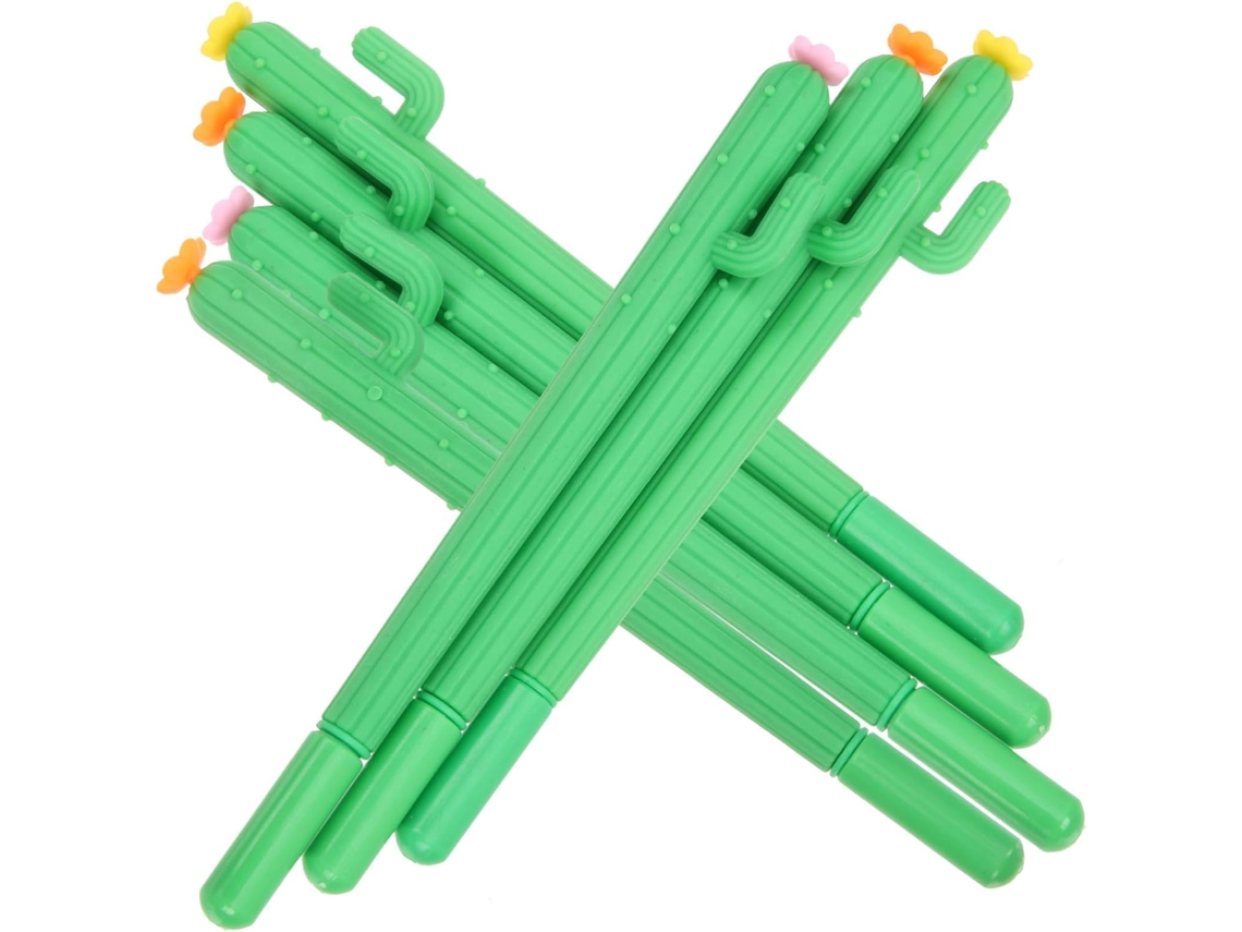 Canetas De Gel Com Estampa Cacto Verde, Confortáveis Segurar, Feitas