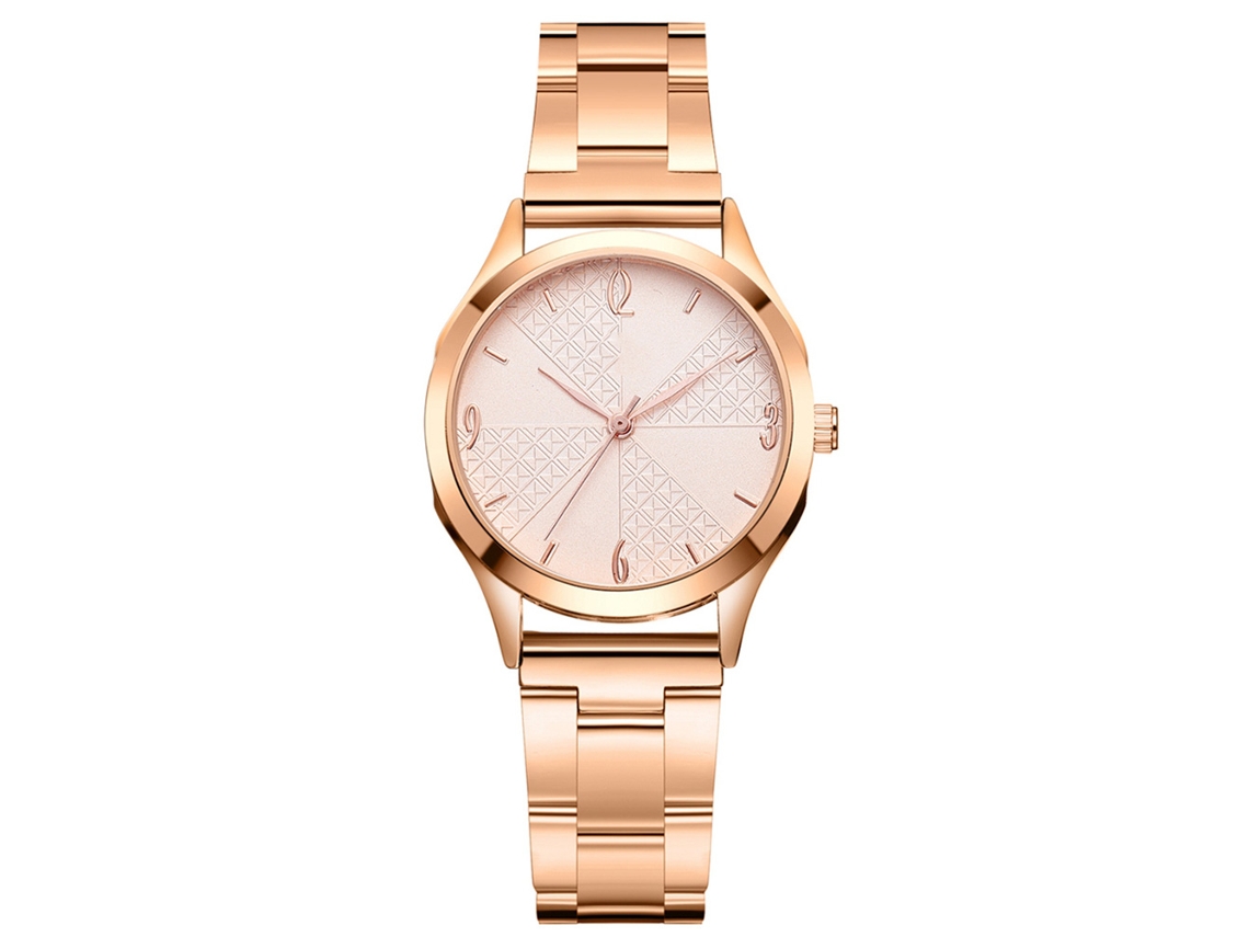 Relógio Analógico Feminino Elegante de Pulseira de Liga Ouro Rosa com Movimento de Quartzo