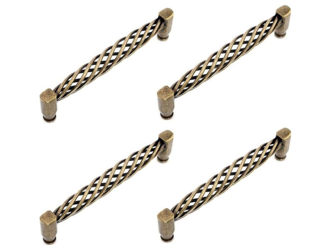 Conjunto de 4 puxadores vintage vazados para portas de cozinha, bronze/128mm X001
