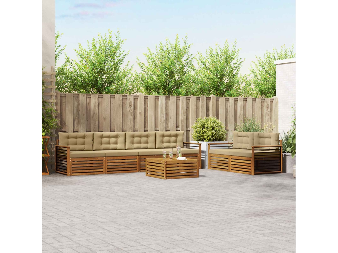 Vidaxl Conjunto De Sofás Para Exterior 7 Unid. Natural E Bege