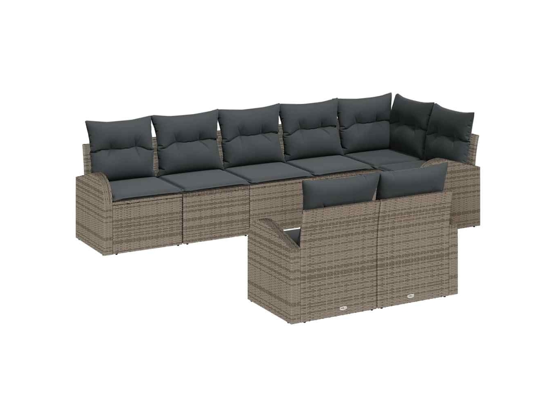 Vidaxl Conjunto De Sofá De Jardim Com Almofada 8 Pcs Cinzeto Vime Pe