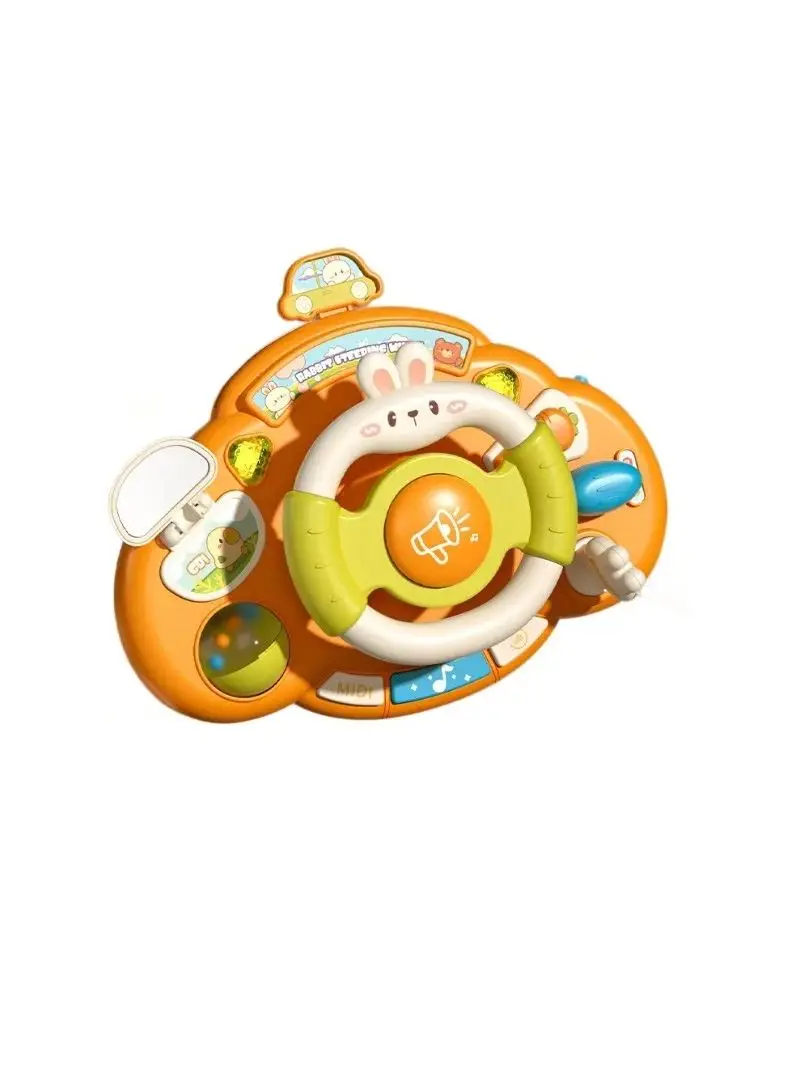 (laranja) Volante Elétrico Infantil De Brinquedo Em Formato De Coelho De Desenho Animado