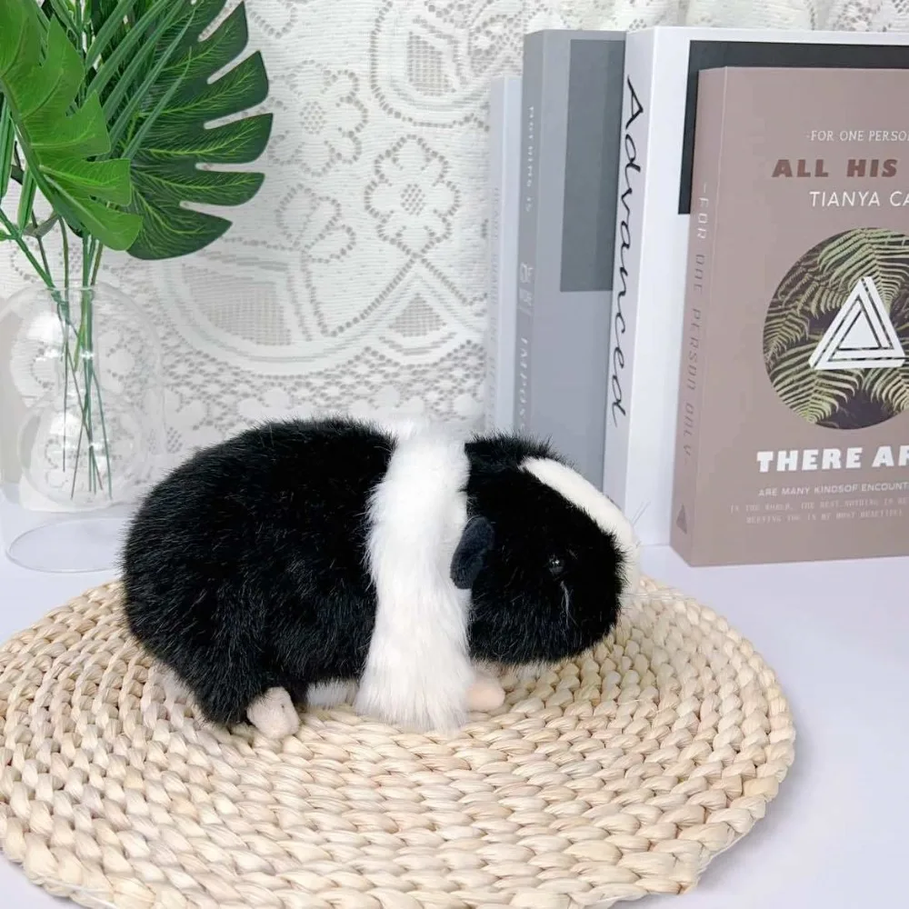 (preto E Branco) Lindo Porquinho-da-índia De Pelúcia, Boneco De Pelúcia Realista Em Formato De Rato, 18cm