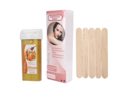 Kit De Depilação Com Cera 100g, 100 Lâminas Depilatórias E 5 Espátulas De Madeira (mel)
