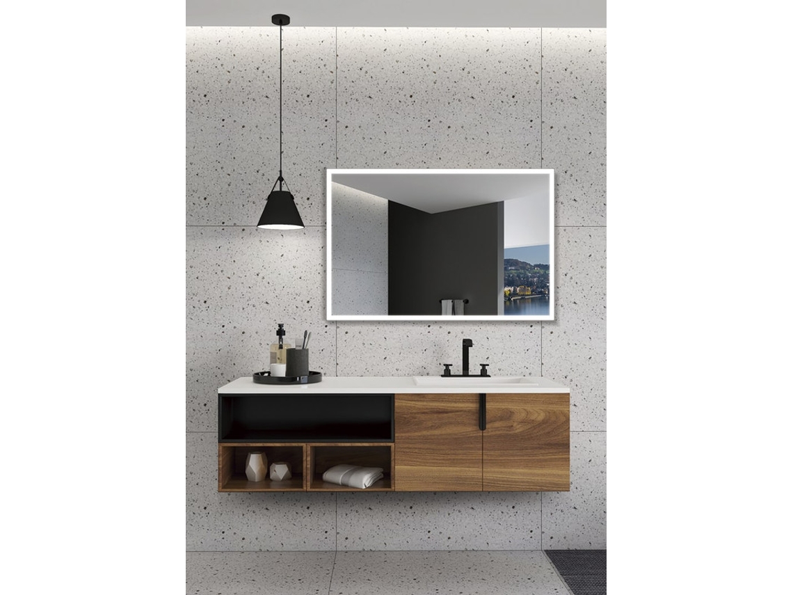 Espelho Triled Branco Moldura Preta Anti-Embaciamento 140X80Cm MICE COLLECTION